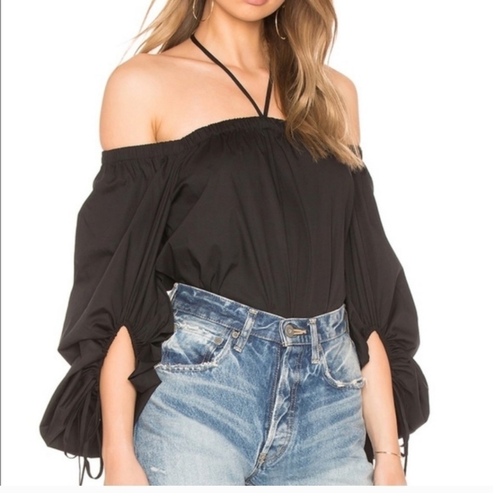 Revolve Rebecca Minkoff Tilda Blouse top cold-shoulder black - Picture 2 of 6